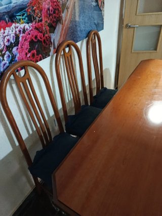 Mesa comedor y 6 sillas de madera 160x85