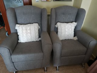 2 Sillones Orejeros Grises