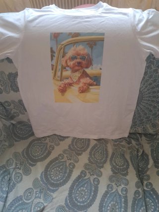 T-shirt bianca con stampa cane