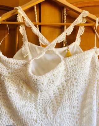 Vestido crochet blanco Zara