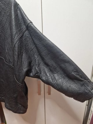 Cazadora Piel Vintage Manga Abombada