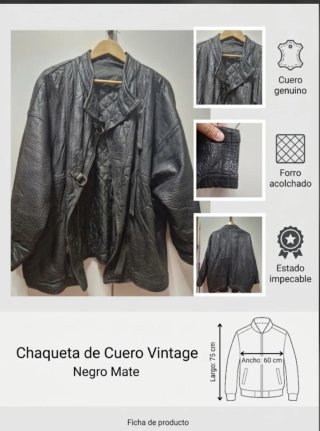 Cazadora Piel Vintage Manga Abombada