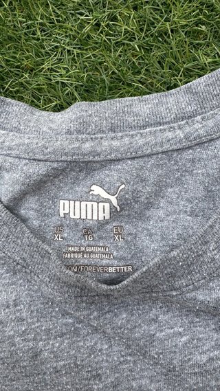 Camiseta Puma Logo Rayas Gris Talla XL