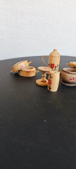 Set stoviglie miniatura legno artigianato presepe