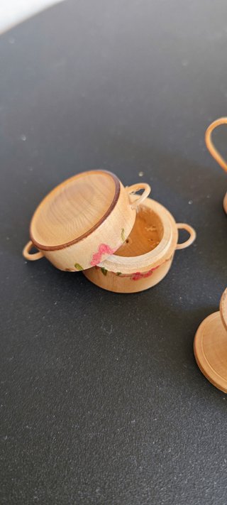 Set stoviglie miniatura legno artigianato presepe