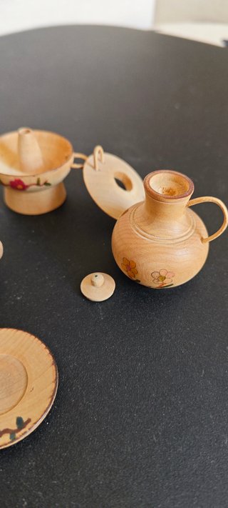 Set stoviglie miniatura legno artigianato presepe