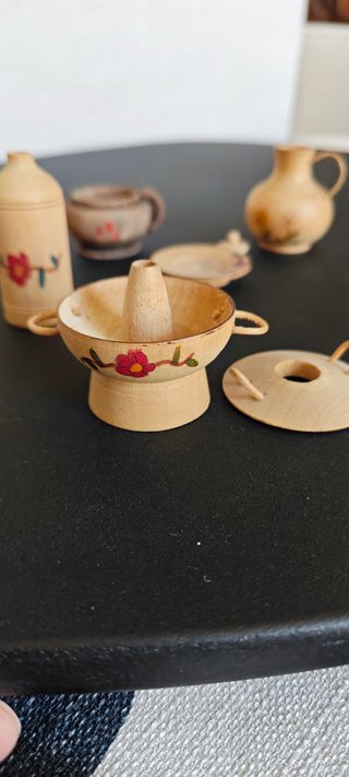 Set stoviglie miniatura legno artigianato presepe