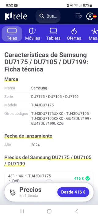 Samsung 43" Smart View 4K Bluetooth mando por voz.
