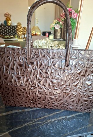 Borsa vera pelle lavorata marrone