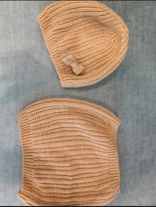 Conjunto gorro y bufanda beige (de 8 a 12 años)