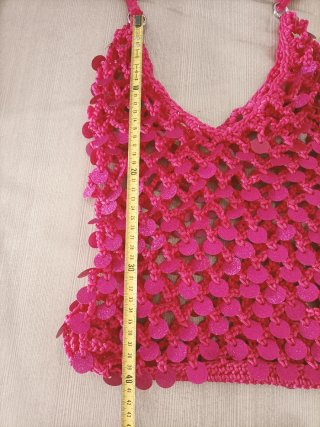 Borsa a rete fatta a mano con paillettes