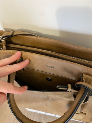 Bolso Parfois beige/marrón con asa y correa