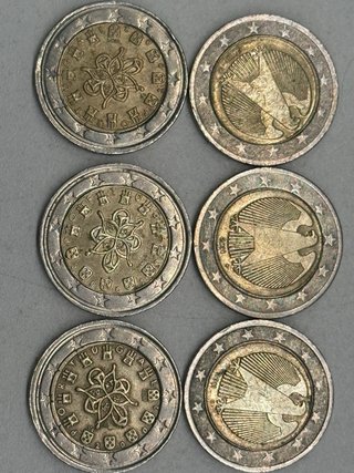Monedas 2 Euros Portugal con Errores