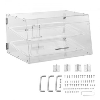 Exhibidor de Pasteles, Exhibidor de Pastelería Comercial de 2 Niveles para Encimera, Caja de Acrílico con Acceso por Puerta Trasera y Estantes Extraíbles, Mantiene Frescos Donas, Bagels, Pasteles ...