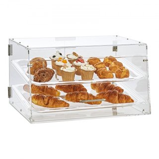 Exhibidor de Pasteles, Exhibidor de Pastelería Comercial de 2 Niveles para Encimera, Caja de Acrílico con Acceso por Puerta Trasera y Estantes Extraíbles, Mantiene Frescos Donas, Bagels, Pasteles ...