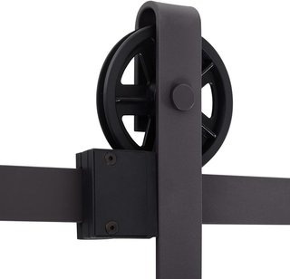 Kit de Puerta Corredera de 183CM/6FT 100Kg Máx en Acero al Carbono, Kit para Puertas Correderas con Riel, 2 Ganchos, 2 Topes de Puerta, 2 Topes de Suelo, 2 Juegos de Tornillos y Pernos