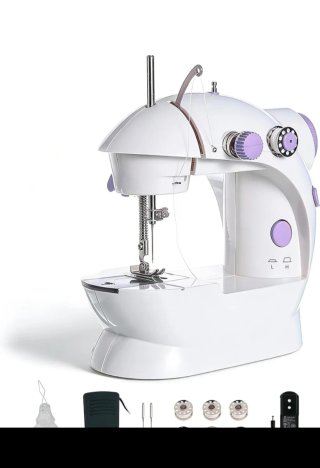 Mini Máquina de Coser Blanca y Morada