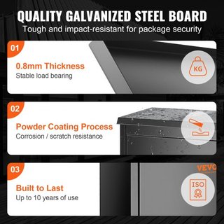Cajas de Entrega de Paquetes para Exterior 39.1 x 26.9 x 52.1 cm, Buzón de Pared de Acero Galvanizado con Cerradura Codificada, Baffle Antirrobo, Buzón Grande Impermeable IPX3 Bloqueable para Porc...