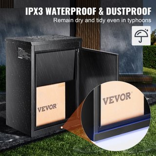 Cajas de Entrega de Paquetes para Exterior 39.1 x 26.9 x 52.1 cm, Buzón de Pared de Acero Galvanizado con Cerradura Codificada, Baffle Antirrobo, Buzón Grande Impermeable IPX3 Bloqueable para Porc...