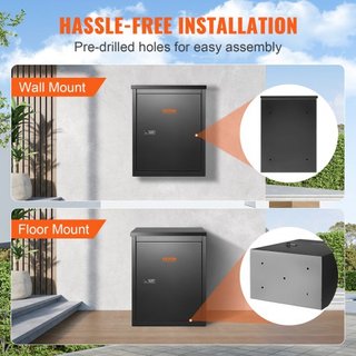 Cajas de Entrega de Paquetes para Exterior 39.1 x 26.9 x 52.1 cm, Buzón de Pared de Acero Galvanizado con Cerradura Codificada, Baffle Antirrobo, Buzón Grande Impermeable IPX3 Bloqueable para Porc...