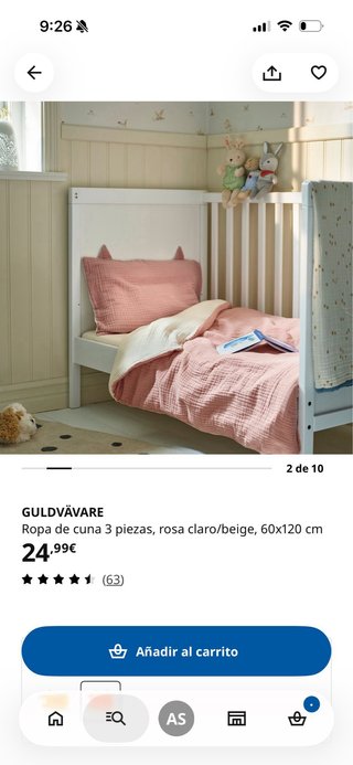 Juego sábanas cuna IKEA Guldvävare Rosa