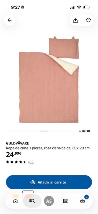 Juego sábanas cuna IKEA Guldvävare Rosa