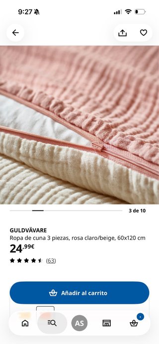 Juego sábanas cuna IKEA Guldvävare Rosa