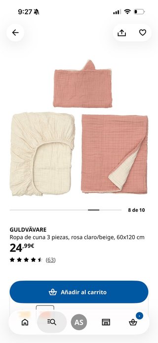 Juego sábanas cuna IKEA Guldvävare Rosa
