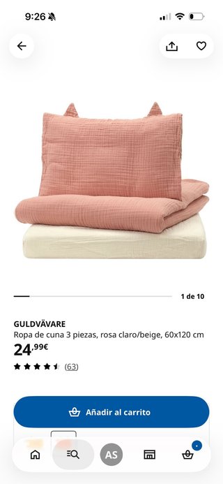 Juego sábanas cuna IKEA Guldvävare Rosa