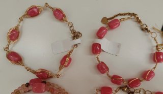 Set 6 bracciali pietre rosa e marroni
