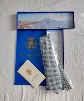 Cravatta Caracciolo Sartoriale Fantasia Blu/Bianco