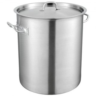 Olla de Acero Inoxidable, Olla Grande de Cocina de 39.7 L, Utensilios de Cocina Multifuncionales con Tapa y Mango, Olla de Grado Comercial de Alta Resistencia, Tratamiento de Lijado, para Eventos ...