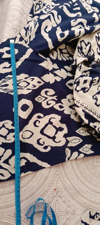 Tuta cotone fantasia blu e beige