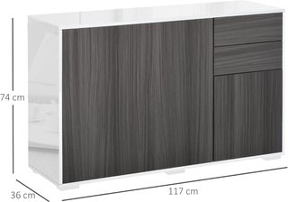 Mueble Armario Multiusos para Sala de Estar, Cocina, Oficina, 2 Cajones y 2 Armarios con Apertura a Presión, Gris