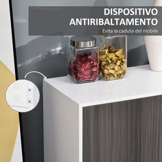 Mueble Armario Multiusos para Sala de Estar, Cocina, Oficina, 2 Cajones y 2 Armarios con Apertura a Presión, Gris