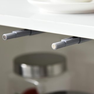 Mueble Armario Multiusos para Sala de Estar, Cocina, Oficina, 2 Cajones y 2 Armarios con Apertura a Presión, Gris
