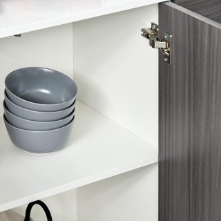 Mueble Armario Multiusos para Sala de Estar, Cocina, Oficina, 2 Cajones y 2 Armarios con Apertura a Presión, Gris
