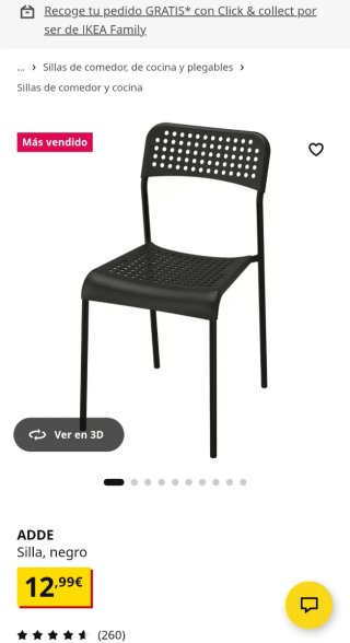Sillas Ikea Negras (Plástico)
