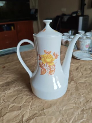 Tetera Porcelana Blanca Diseño Floral