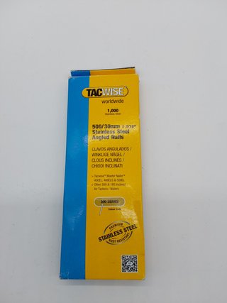 Tacwise 1132 Clavos Inclinados de Acero Inoxidable de tipo 500/30mm, Caja de 1,000 Clavos Inclinados