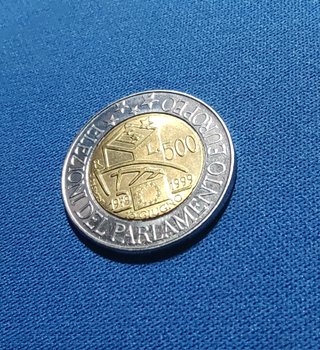 Moneta 500 Lire 20° Anniversario Parlamento 1999