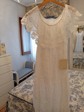 Vestido blanco estilo ibicenco talla única