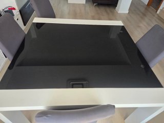 Mesa Comedor Cristal Negra y Blanca