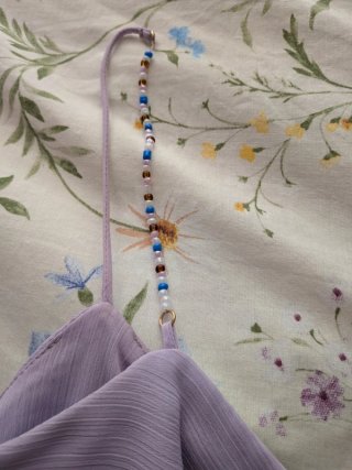 Top Zara volantes gasa abalorios lila XS