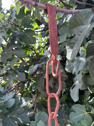 Cadena de chimenea o llar, hierro forjado a mano.