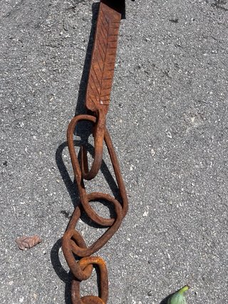 Cadena de chimenea o llar, hierro forjado a mano.