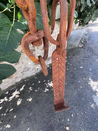 Cadena de chimenea o llar, hierro forjado a mano.