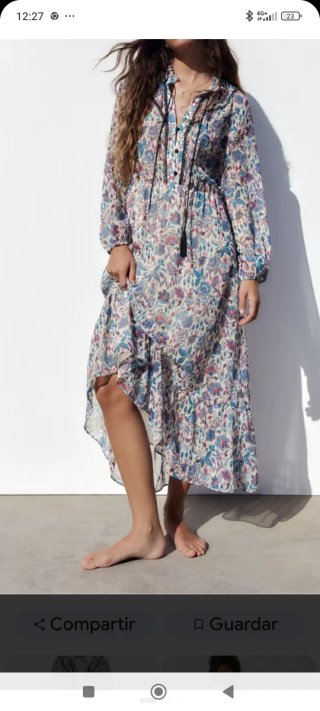 Vestido largo estampado Zara