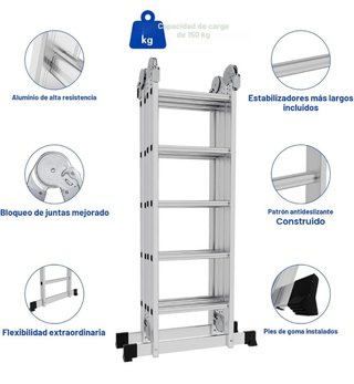 Escalera Aluminio Multifunción 7 en 1