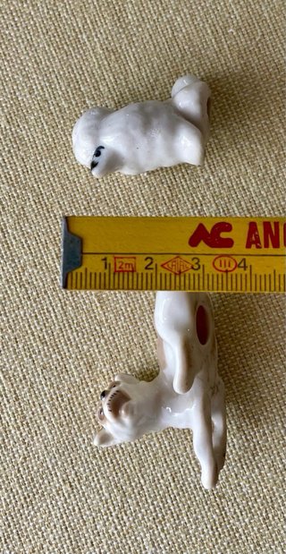 Lotto 4 miniature porcellana cani gatti vintage